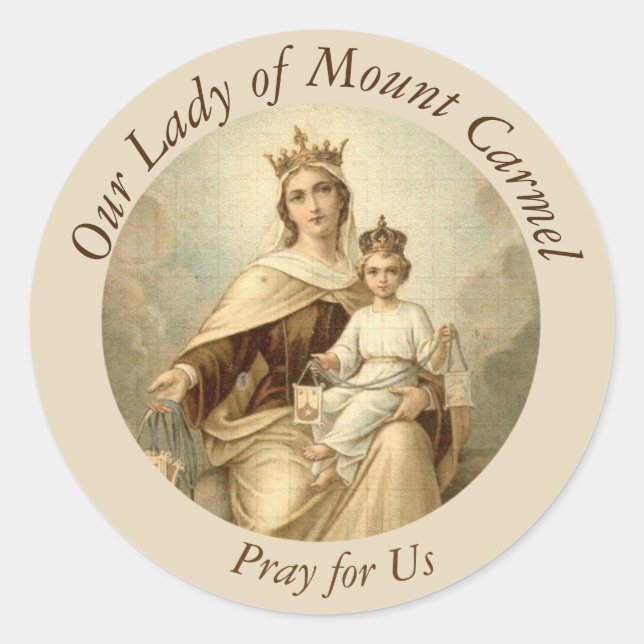 Our Lady of Mount Carmel  Baby Jesus Scapular Classic Round Sticker (Front)