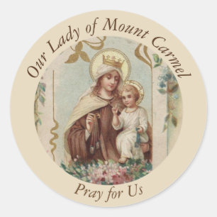 Our Lady of Mount Carmel Baby Jesus Scapular Classic Round Sticker