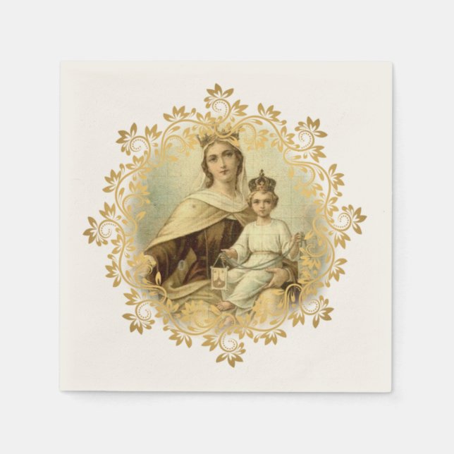 Our Lady of Mount Carmel Baby Jesus Scapular Paper Napkins (Front)