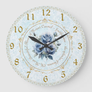 Our Lady of Mount Carmel Blue Rose Wall Clock