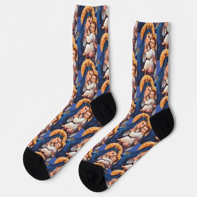 Our Lady of Mount Carmel Devotional Art Socks (Left)