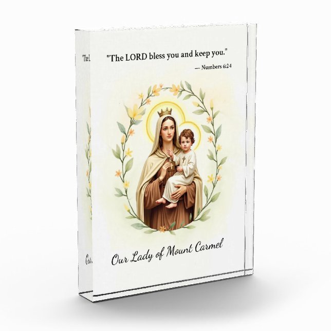 Our Lady of Mount Carmel God's Peace and Blessings Acrylic Award (Left)