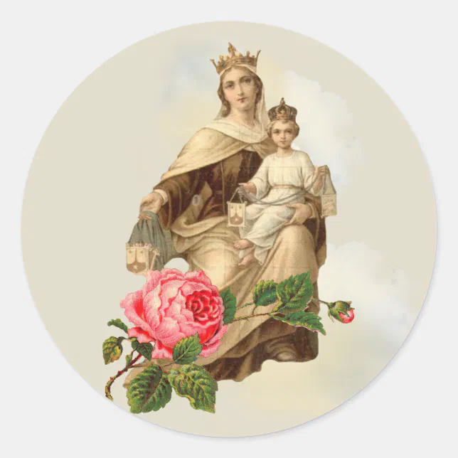 Our Lady of Mount Carmel Jesus Carmelite Classic Round Sticker | Zazzle