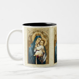 Our Lady of Mount Carmel Lace Gold Decorative Bord Two-Tone Coffee Mug