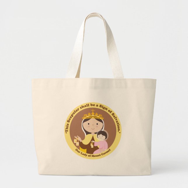 Our Lady of Mount Carmel Large Tote Bag (Front)