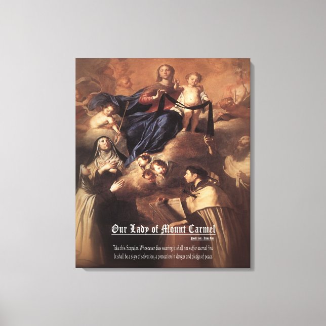 Our Lady of Mount Carmel Prayer Canvas Print (Front)