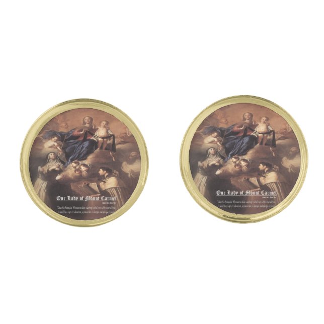 Our Lady of Mount Carmel Prayer Cufflinks (Front)