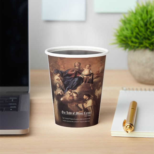 Our Lady of Mount Carmel Prayer Paper Cups (Insitu)