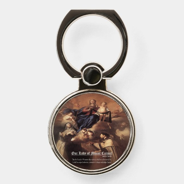 Our Lady of Mount Carmel Prayer Phone Ring Stand (Front)
