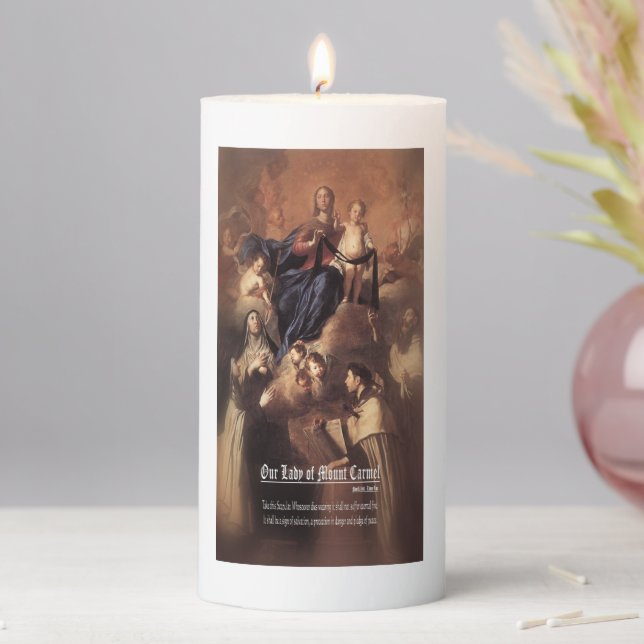 Our Lady of Mount Carmel Prayer Pillar Candle (In Situ)