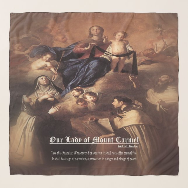 Our Lady of Mount Carmel Prayer Scarf (Front)