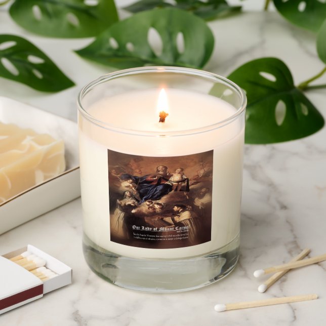 Our Lady of Mount Carmel Prayer Scented Candle (Lit)