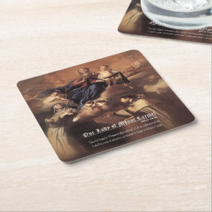 Our Lady of Mount Carmel Prayer Square Paper Coaster