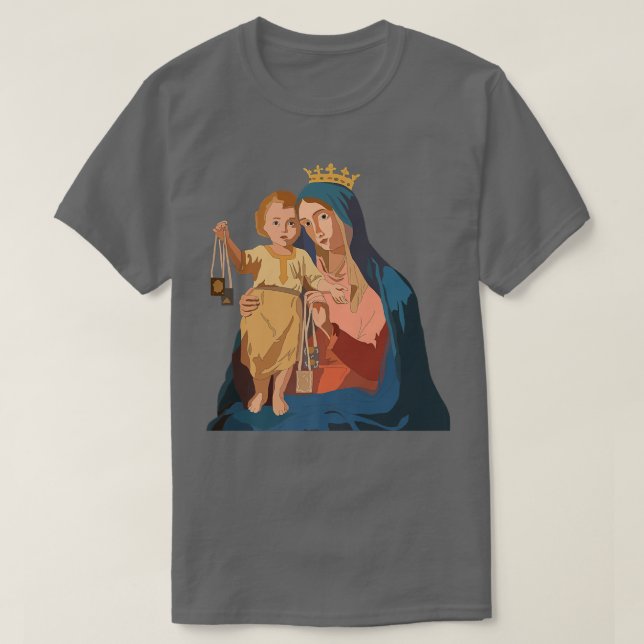 Our Lady of Mount Carmel Scapular St Teresa of Avi T-Shirt (Design Front)