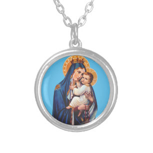 Our Lady of Mount Carmel Silver Plated Necklace