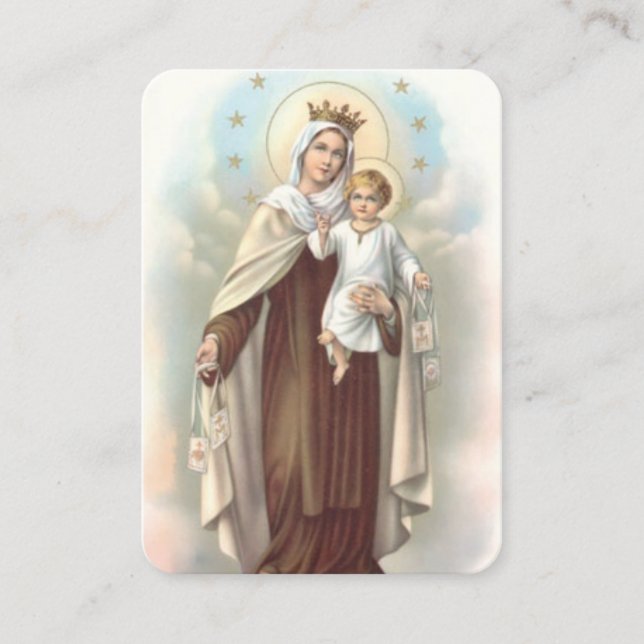 Our Lady of Mount Carmel Stars Prayer Card (Front)