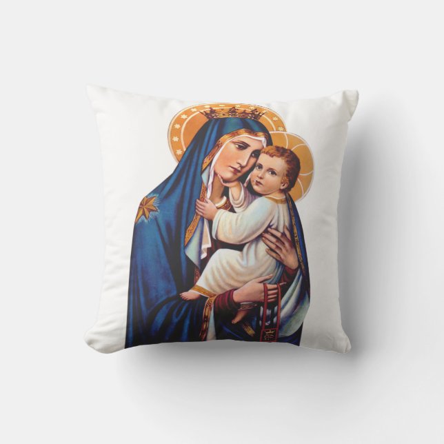 Our Lady of Mount Carmel Throw Pillow (Front)