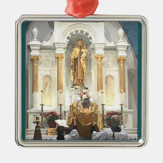 Our Lady of Mount Carmel Traditional Latin Mass Metal Ornament (Front)