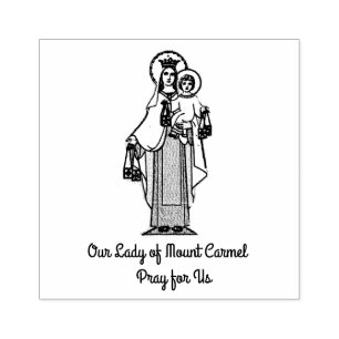 Our Lady of Mount Carmel w Scapular Rubber Stamp