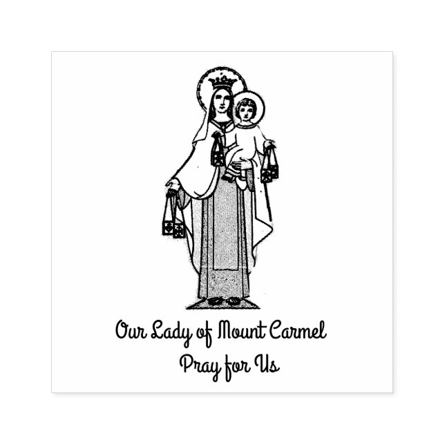 Our Lady of Mount Carmel w Scapular Rubber Stamp (Imprint)