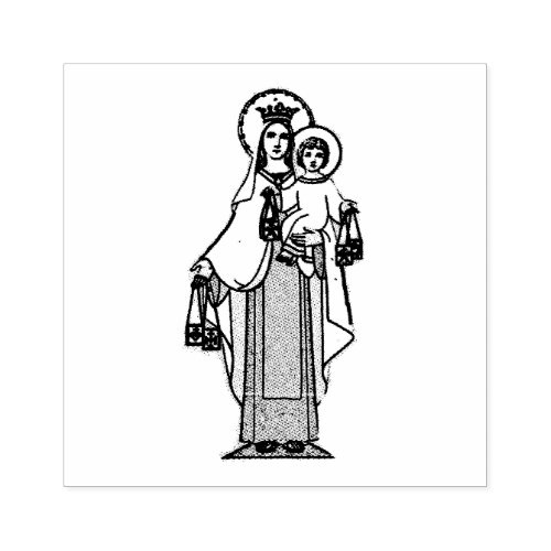 Our Lady of Mount Carmel w Scapular Rubber Stamp