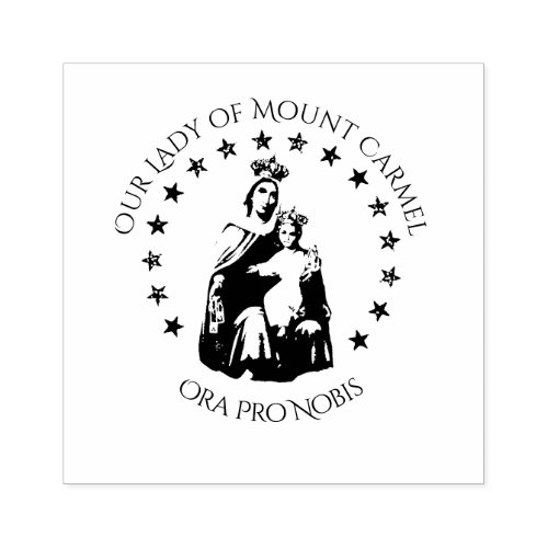 Our Lady of Mount Carmel w Scapular Rubber Stamp