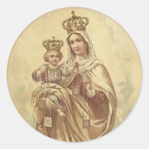 Our Lady of Mount Carmel with the Baby Jesus Classic Round Sticker