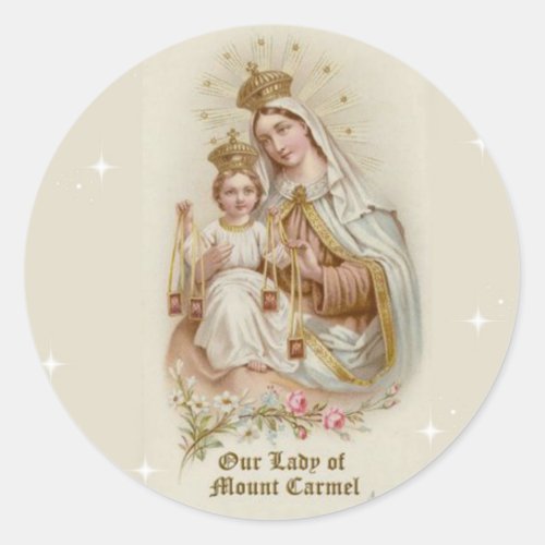 Our Lady of Mount Carmel  with the Baby Jesus Classic Round Sticker