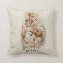 Our Lady of Mount Carmel  with the Baby Jesus Throw Pillow