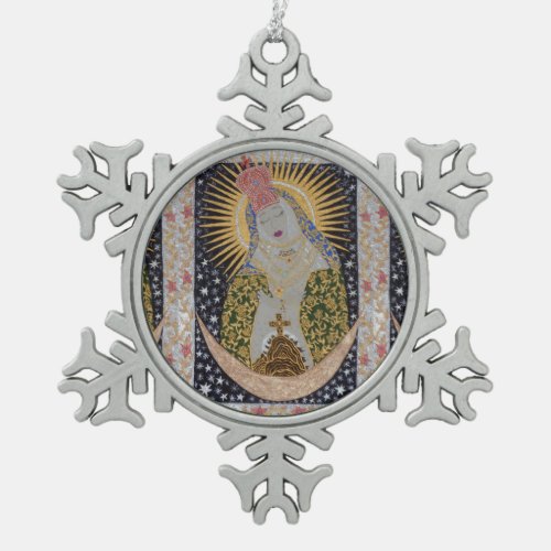 Our Lady of Ostrabrama Snowflake Pewter Christmas Ornament