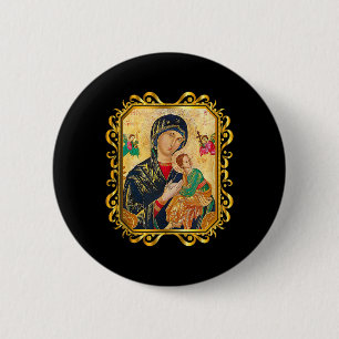 Our Lady Of Perpetual Help Blessed Mother Mary Cat Button