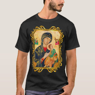 Our Lady Of Perpetual Help Blessed Mother Mary Cat T-Shirt