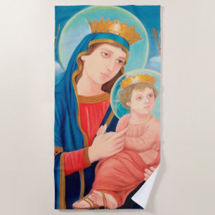 Our Lady of Perpetual Help Catholic Beach Towel