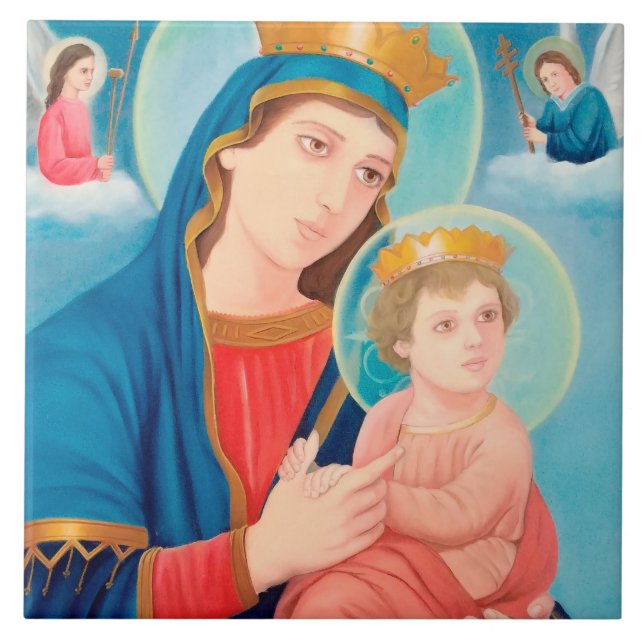 Our Lady of Perpetual Help Catholic Ceramic Tile (Front)