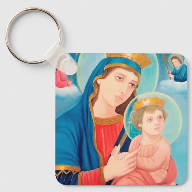 Our Lady of Perpetual Help Catholic Keychain (Front)