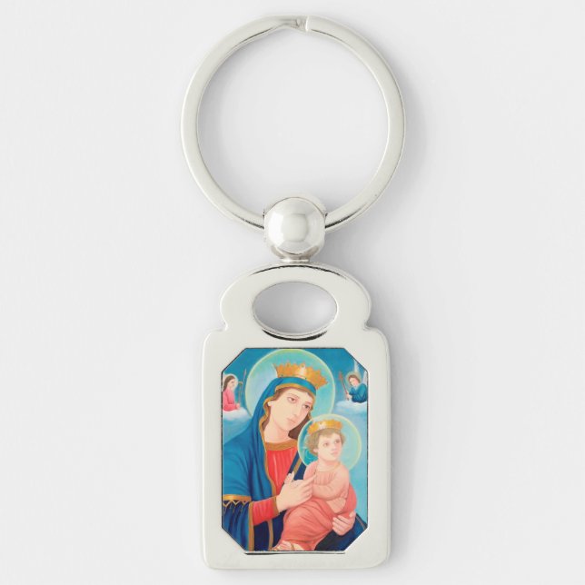 Our Lady of Perpetual Help Catholic Keychain (Front)