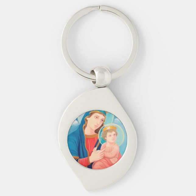 Our Lady of Perpetual Help Catholic Keychain (Front)