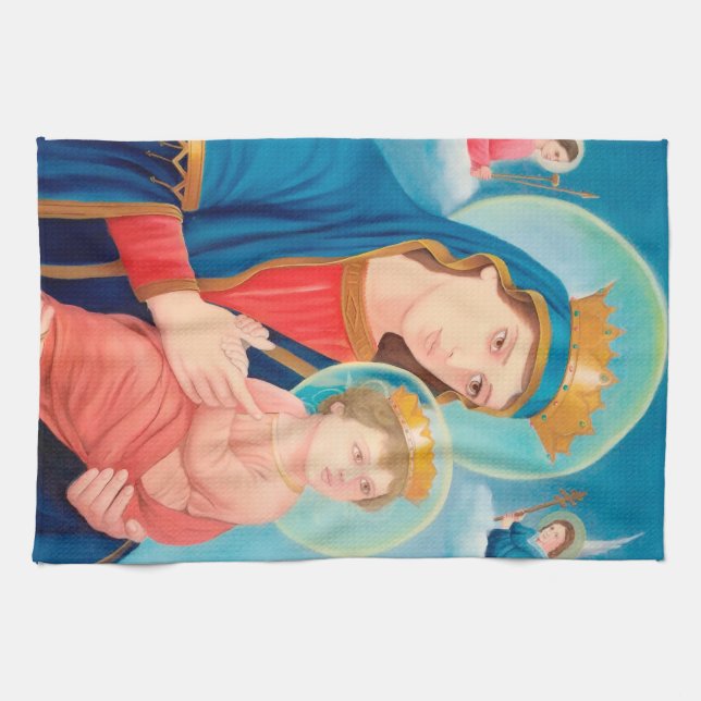 Our Lady of Perpetual Help Catholic Kitchen Towel (Horizontal)