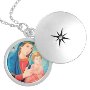 Our Lady of Perpetual Help Catholic Locket Necklace