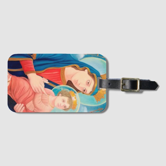 Our Lady of Perpetual Help Catholic Luggage Tag (Front Horizontal)