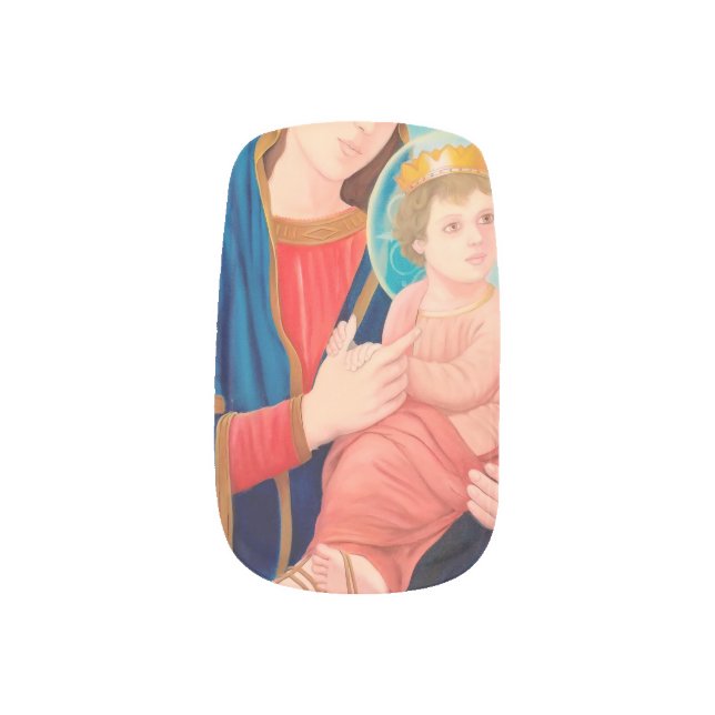Our Lady of Perpetual Help Catholic Minx Nail Art (Right Thumb)
