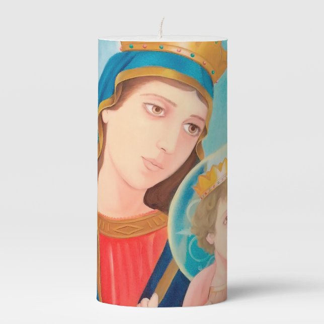 Our Lady of Perpetual Help Catholic Pillar Candle (Front)