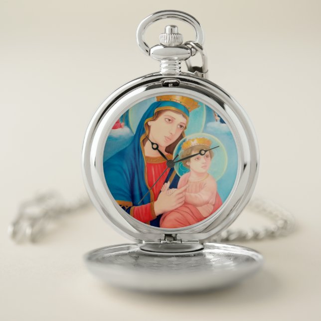 Our Lady of Perpetual Help Catholic Pocket Watch (Inside)
