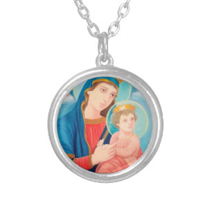 Our Lady of Perpetual Help Catholic Silver Plated Necklace