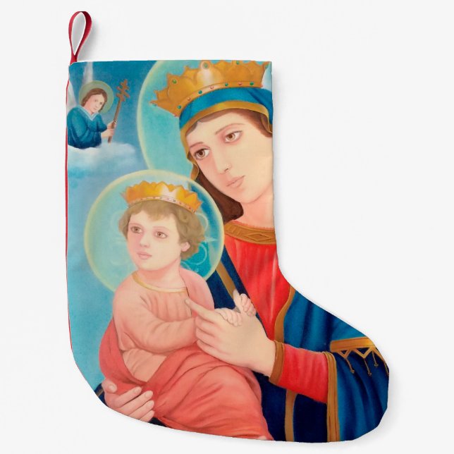Our Lady of Perpetual Help Catholic Small Christmas Stocking (Front)