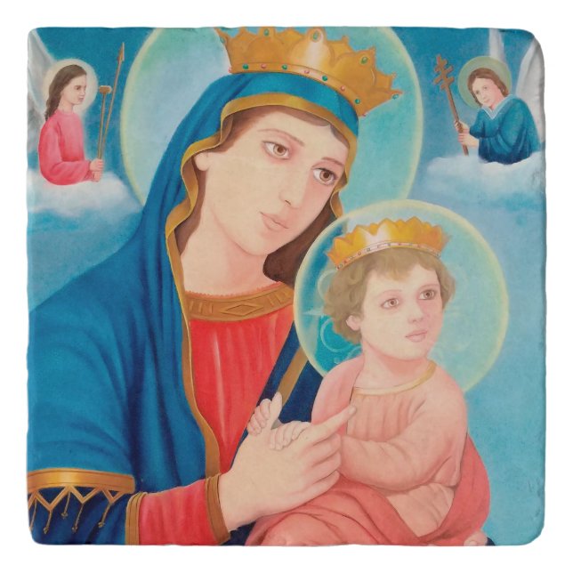 Our Lady of Perpetual Help Catholic Trivet (Front)