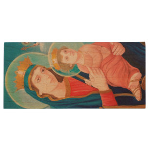 Our Lady of Perpetual Help Catholic Wood Flash Drive