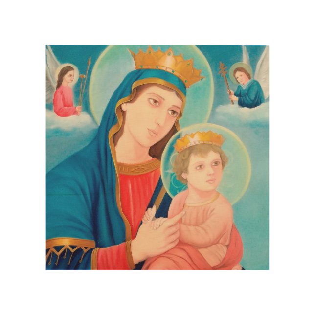 Our Lady of Perpetual Help Catholic Wood Wall Art (Front)