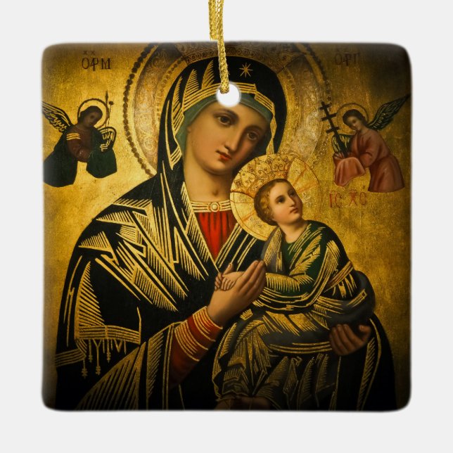 Our Lady of Perpetual Help Ceramic Ornament (Front)
