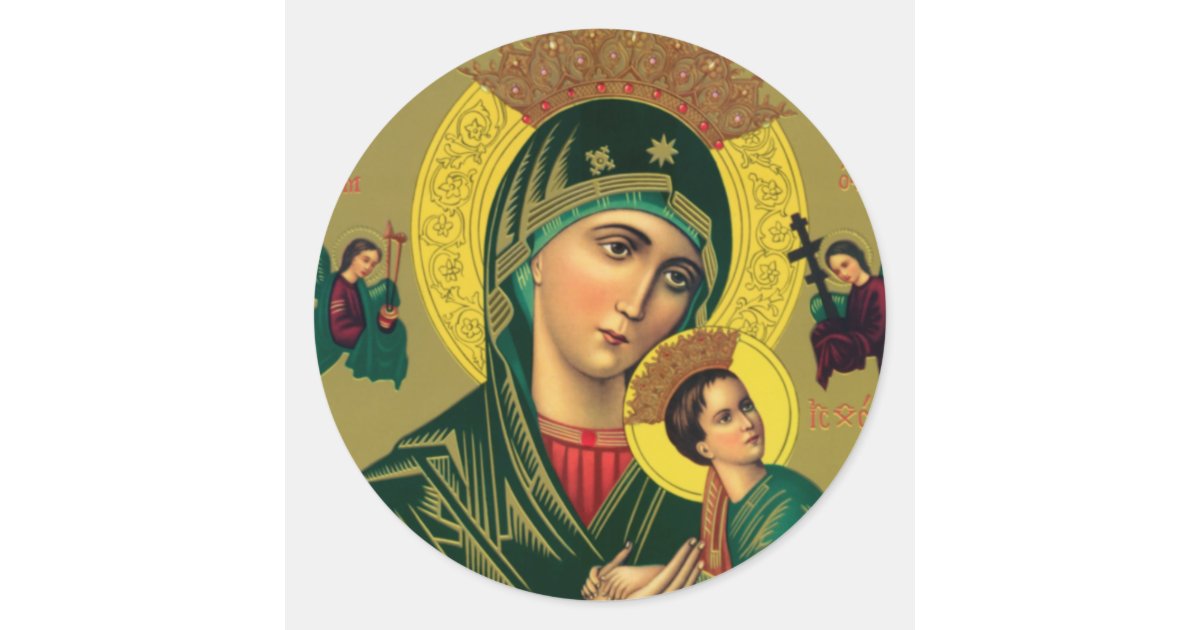 our lady of perpetual help classic round sticker | Zazzle